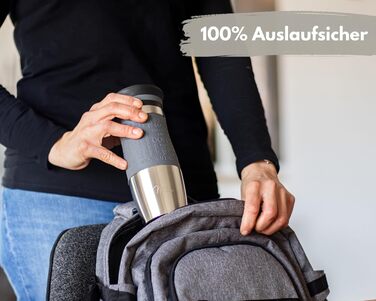 Термокружка Milu 370 мл, 450 мл: сталева, подвійні стінки, для кави з собою, не протікає, автокружка, термокружка, travel mug (сірий)