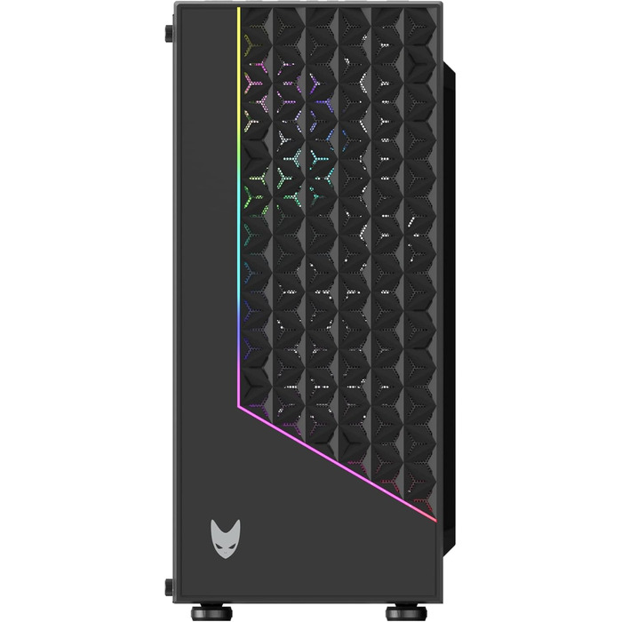 Oversteel Iridium: Ігровий корпус ПК з Mesh-панеллю, A-RGB вентилятором, USB 3.0, підтримка ATX/Micro ATX/ITX, чорний