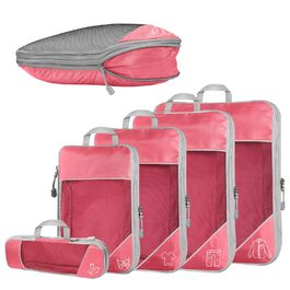 Набір органайзерів для валізи Kompressions Packwürfel (5 шт.) рожевого кольору - компресійні куби для подорожей, легкі сумки для зберігання, органайзер для рюкзака та валізи