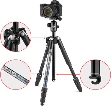 Штатив Manfrotto Element MII з алюмінію, чорний, 4 секції, BH - MKELMII4BK-BH