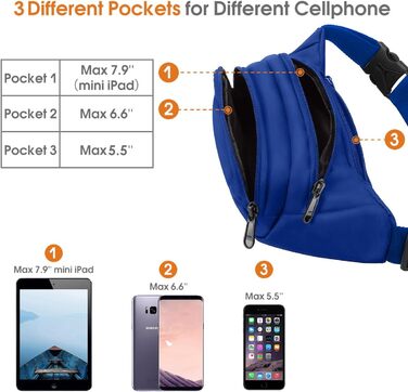 Чоловіча/Жіноча поясна сумка-бананка 35 см з великою місткістю, водонепроникна, для iPad mini/iPhone 12 Pro Max, для спорту, чорна