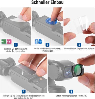 Набір фільтрів NEEWER для DJI Osmo Pocket 3: ND, PL, CPL, UV, Diffusion. Комплект для фото- та відеозйомки