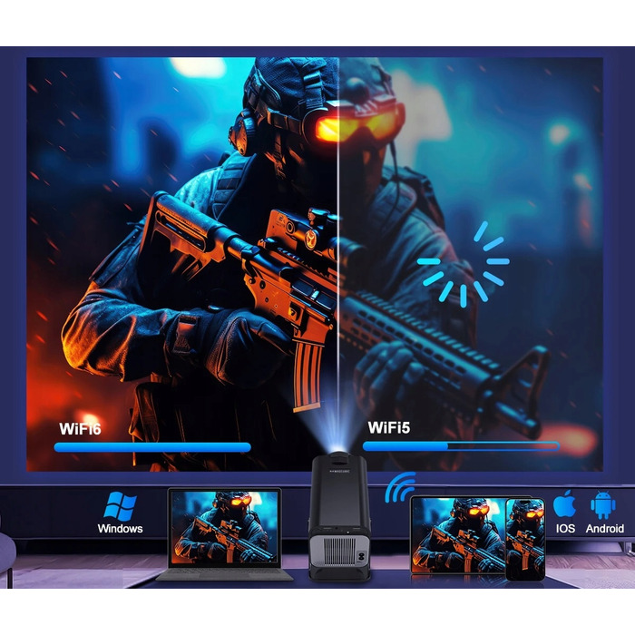 LED-проектор Heelly, 1280x720, Wi-Fi, чорний, з підтримкою USB