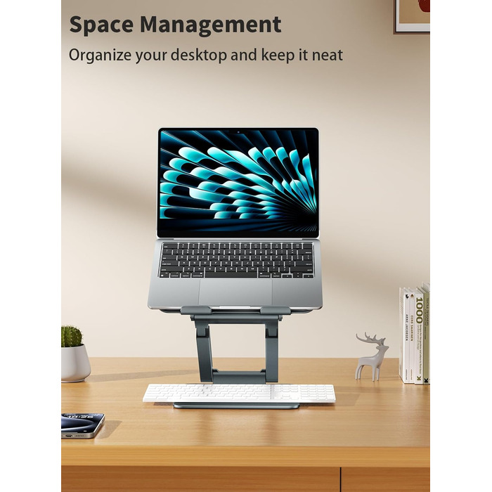Adjustable Laptop Stand for Desk - Telescoping Design, Ergonomic Riser for 10-17 inch Laptops (Gray)