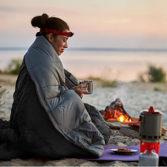 Сплячий мішок 3/4 сезонів Ultraleicht Mumienschlafsack (800г/1600г) для дорослих – Outdoor, кемпінг, трекінг, відпочинок в приміщенні (Чорний)