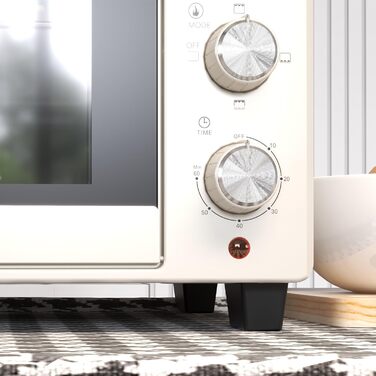 Міні-піч HOMCOM 21 л, 1400 Вт, 100-230°C, таймер, крихтосховище, деко, решітка-гриль, вікно, для піци, кремово-білий