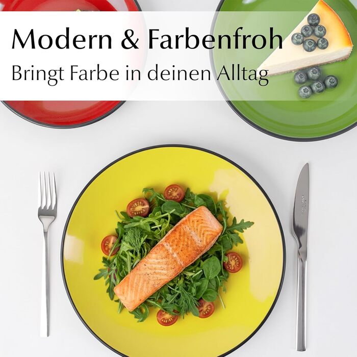 MIAMIO Набір посуду на 6 осіб / Столовий сервіс з 30 предметів (тарілки, миски, чашки, супові тарілки) - Колекція Le Papillon (Кольоровий, 30 предметів)