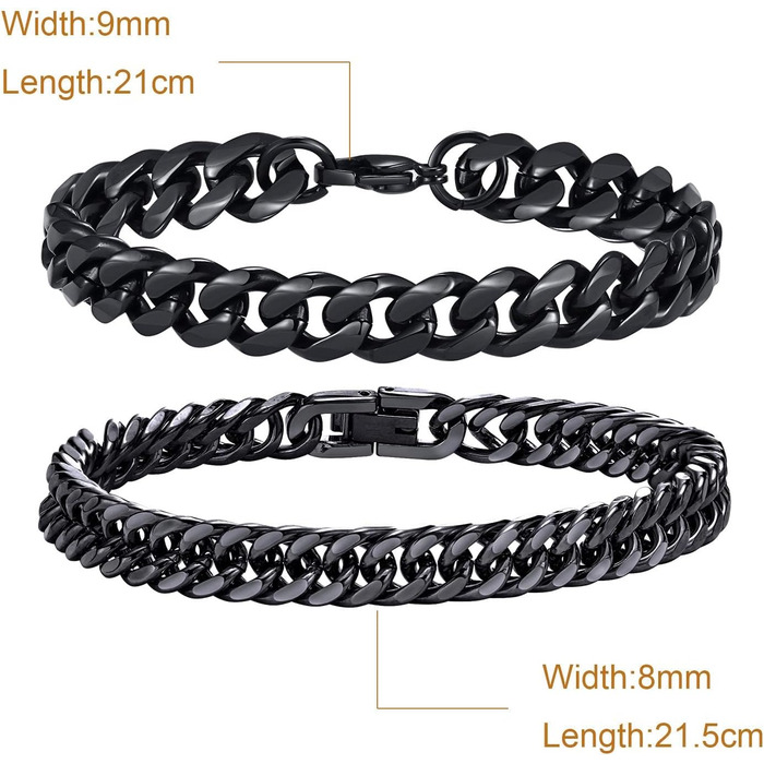 Чоловічий браслет TempBeau: браслет на руку з нержавіючої сталі, панцерна ланцюг, стильний аксесуар для чоловіків, 19-21 см, подарунок для тата/друга