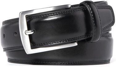 Чоловічий шкіряний ремінь Fabio Valenti – для костюмів, джинсів, уніформи з односторонньою пряжкою. Розмір 40-42, чорний колір. Зроблено в США