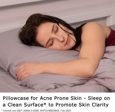 Pillowcase for Acne-Prone Skin – Anti-Acne Copper Bamboo Pillowcase, Hypoallergenic, Standard Size, 20 x 26 inches (50.8 x 66 cm), Cooling Silky Satin Pillowcase for Hair and Skin, 1 Piece
