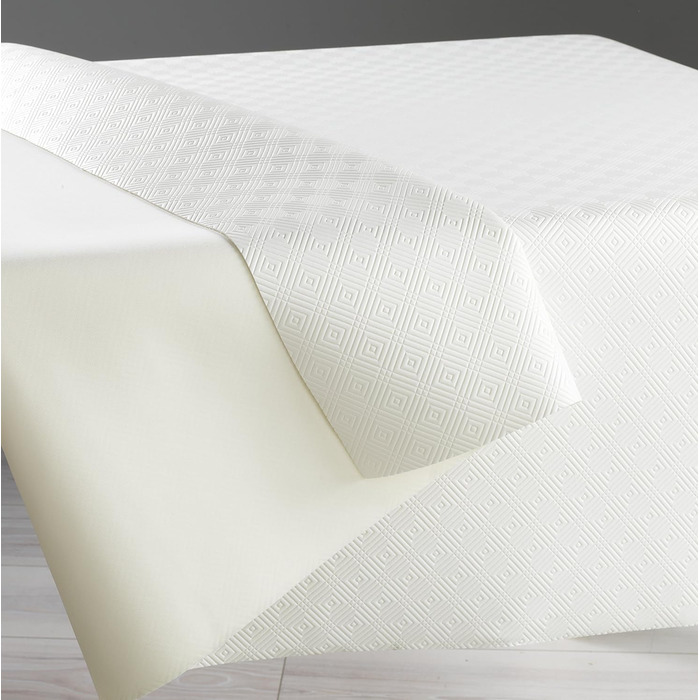 Venilia Table Placemat Bulgomme Rectangular, Tablecloth, Non-Slip, Shock-Absorbing, Easy to Clean, Liquid-Proof, PVC-Polyester, White, 135 x 180 cm