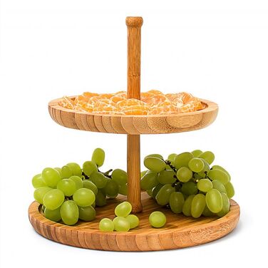 Relaxdays Bamboo Shelf with 2 Bowls