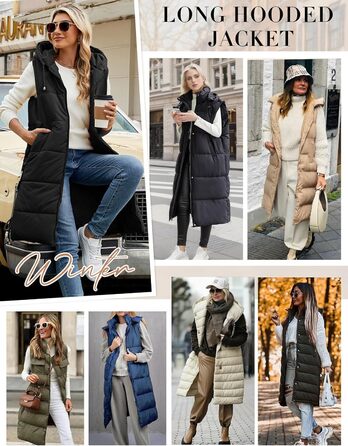 Жіноча/Чоловіча тепла стьобана жилетка Vancavoo з капюшоном, зимова жилетка, легка, чорна