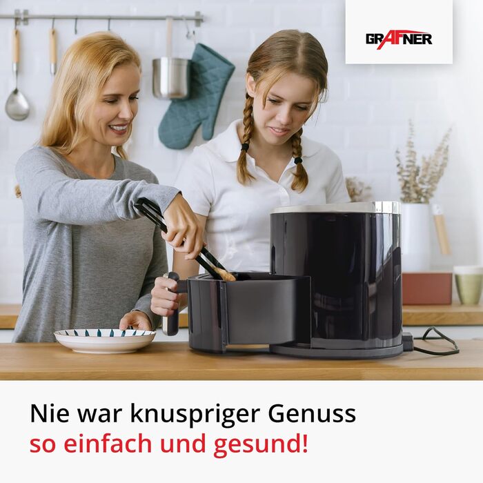 Фритюрниця повітряна Grafner XL, 3.6 л, 1200 Вт, LED-дисплей, 7 програм, система 360° обертання, таймер, антипригарне покриття, без олії