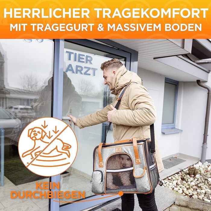 Транспортна переноска для кота Transportbox Katze - Складана та миюча переноска для котів - Сумка для подорожей та транспортування котів - З надійною фіксацією та комфортом - Сіра, розмір M (44x43x32 см)