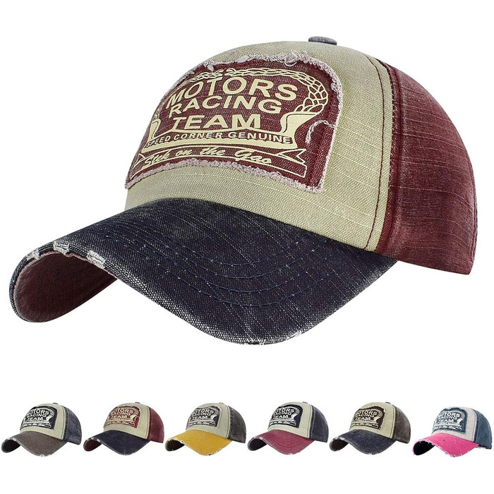 Кепка бейсболка Tuopuda Retro Vintage з регулюванням, унісекс, для мотоциклів, водіння, літня, морського кольору та червона