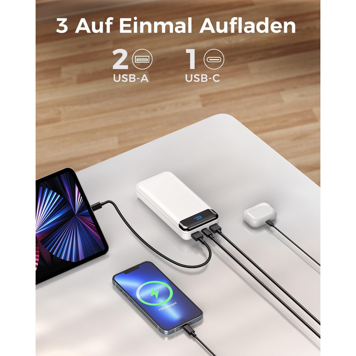 Power Bank Enerwow 27000mAh з PD 30W, USB-C, Digital Display - Зовнішній акумулятор для iPhone 15/14/13/12 Pro Max та інші пристрої