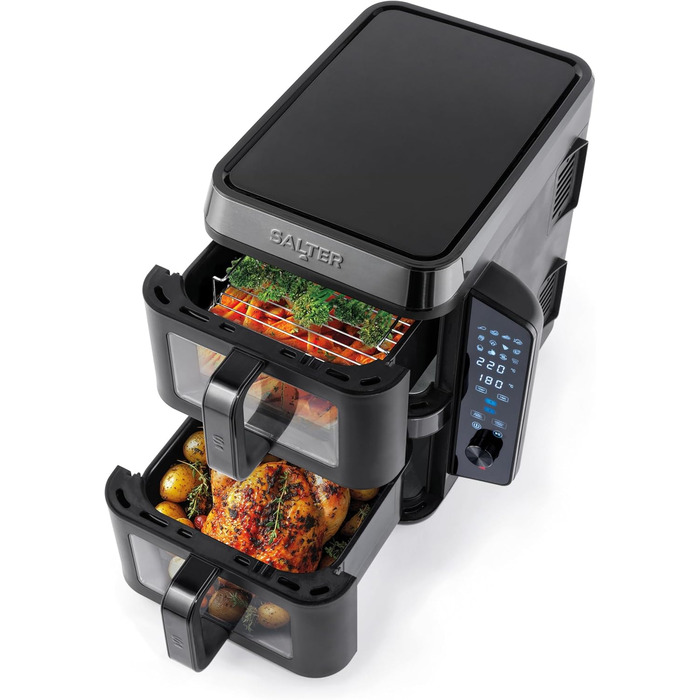 Фритюрниця Salter VertiCook View з вертикальним подвійним ящиком, 9л, 12 функцій, чорний