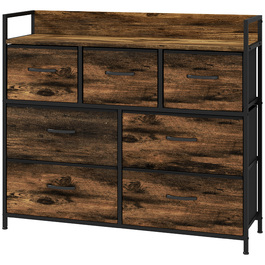 HOMCOM 7-Drawer Fabric Storage Chest of Drawers, Anti-Tip, Storage Cabinets, Sideboard, MDF, Brown