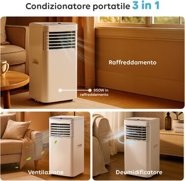 Мобільний кондиціонер Avilia 9000 BTU 3-в-1: охолоджувач, зволожувач та вентилятор | Без зовнішнього блоку для дому та офісу