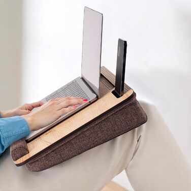 Підставка для ноутбука Vigo Wood з подушкою, портативна, для дому та офісу, з м'якою підкладкою для зап'ястя, для ноутбуків та планшетів (горіх) (Meson)