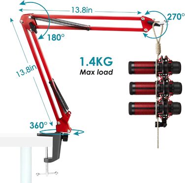 Кріплення для мікрофона HyperX QuadCast/ProCast червоне від YOUSHARES, професійний штатив-кріплення для мікрофонів