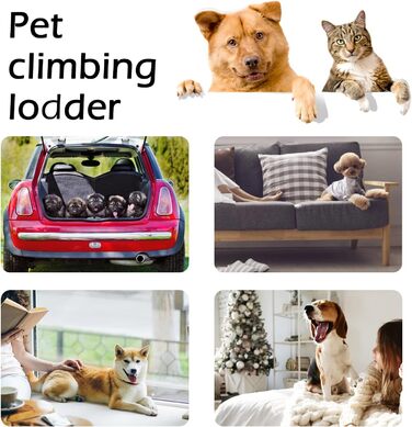 3-Step Pet Staircase, Dog Stairs Bed for Small Dogs 39cm High, Cat Dog Ramp Sofa Box Spring Bed, with Plush Cover, Removable, Washable, 60 (L) x 42 (W) x 39 (H) cm...