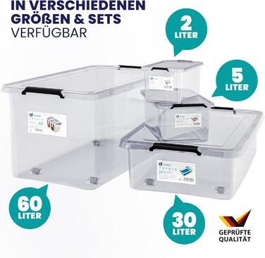 Deuba® 10x Storage Box with Lid 2L Box Plastic Crates Food Safe BPA Free Small Click Closure Transparent Stackable Kitchen Bedroom