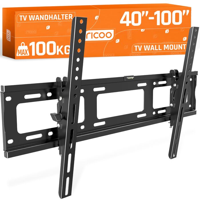 Настінне кріплення для телевізора RICOO R07 40-100 дюймів, до 100 кг, VESA 200x200 - 600x400, похиле