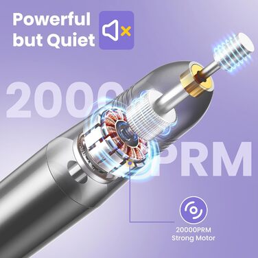 Електричний фрезер для нігтів з регулюванням швидкості, 20000 об/хв, для манікюру та педикюру, набір для видалення кутикули, Shellac, Acrylgel, гель-лаку, акрилу