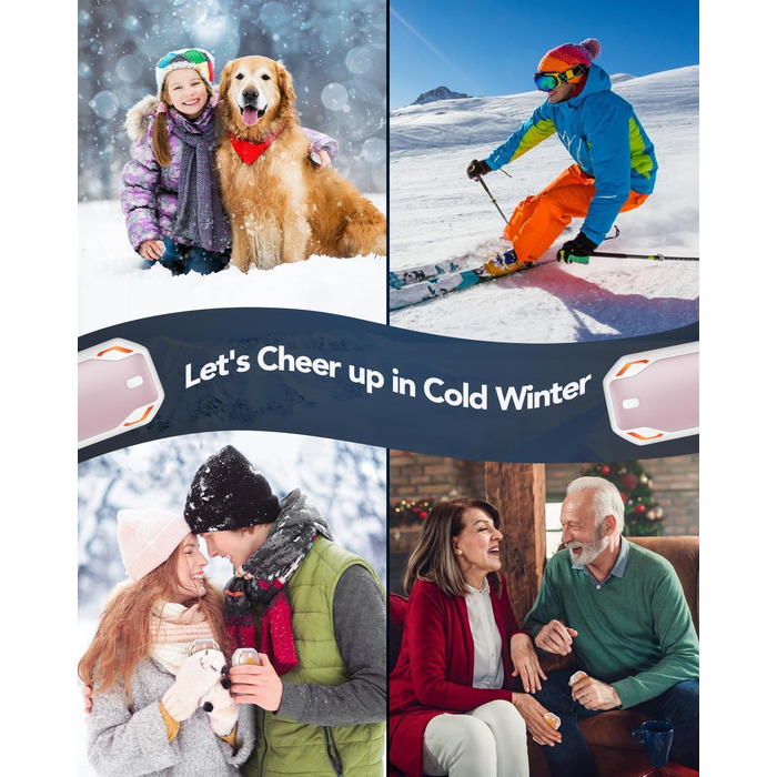 Електричні грілки для рук PHEJIE, 2 шт. - 3 режими нагріву, портативні, для активного відпочинку, кемпінгу, подарунок для жінок та чоловіків (рожево-білі)