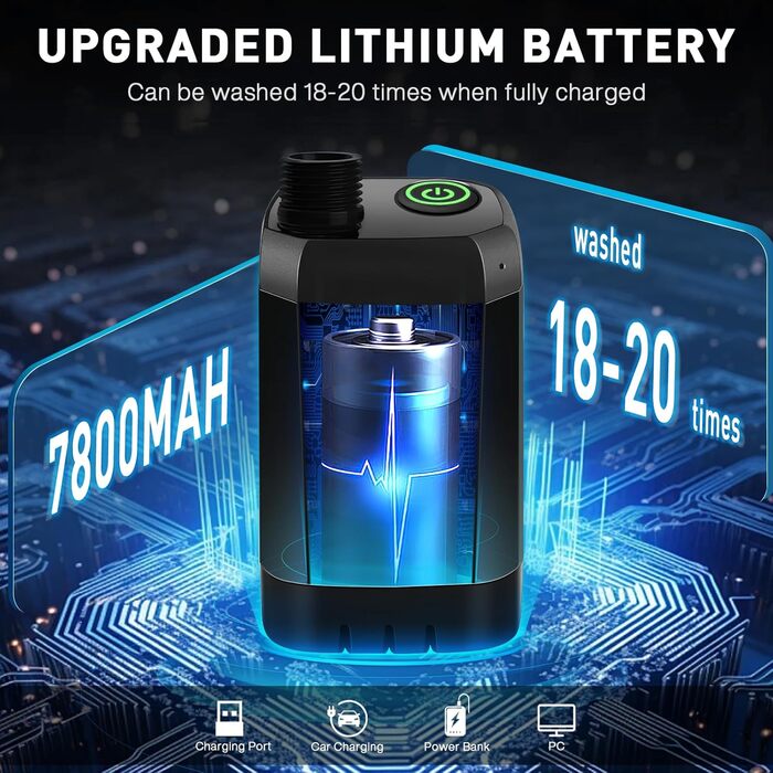 MIAOKE Портативна електродушова система для кемпінгу, 7800 mAh, з цифровим дисплеєм та регулюванням температури, чорна