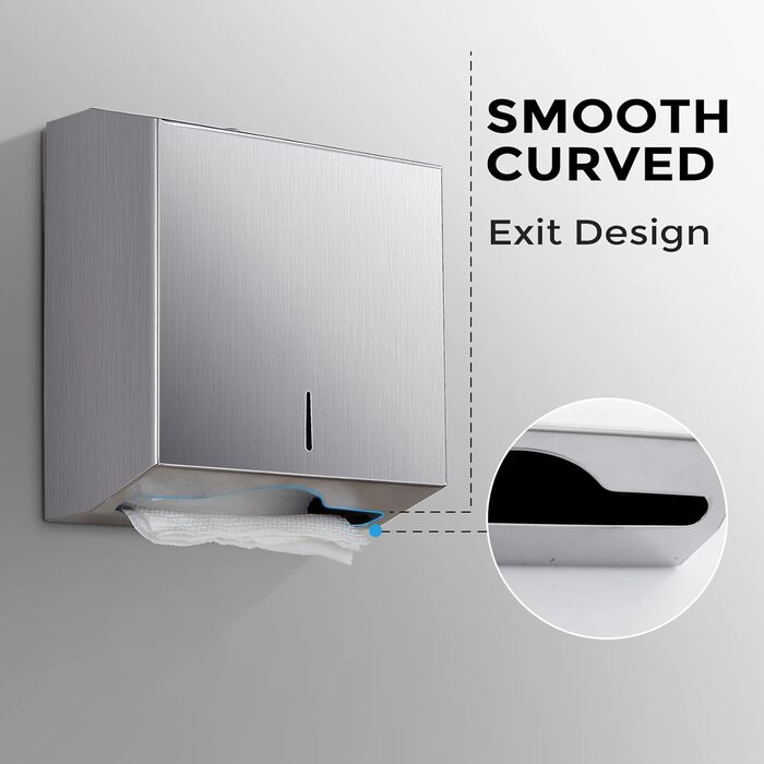 Modunful Multifold Paper Towel Dispenser - Multifold Trifold Paper Towel Dispenser, Large Capacity Stainless Steel Tissue Holder, Suitable for Bathrooms and Public Places (Silver 5823)