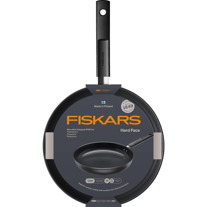 Сковорідки Fiskars Hard Face 24 і 28 см, антипригарне покриття, алюміній, для всіх плит, набір 2 шт, чорний