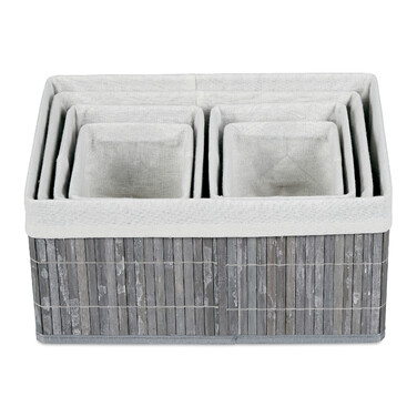 Relaxdays Bamboo Storage Baskets - Set of 6