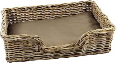 Корзина для собак Kobolo з ротанга з подушкою, 81x62x21 см