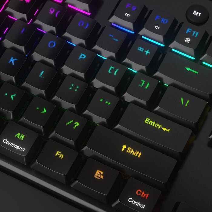 Redragon K618 Horus - Механічна ігрова клавіатура з RGB підсвічуванням, 3 режими підключення (BT/2.4GHz/кабель), плоскі клавіші, лінійні червоні перемикачі, медіа-керування