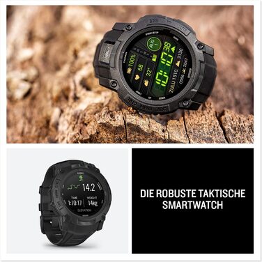 Розумний годинник Garmin Instinct 3 Tactical з AMOLED-дисплеєм: GPS, 80+ спортивних функцій, 24 дні роботи батареї, Health Coach, ліхтарик, сповіщення (50 мм, чорний)