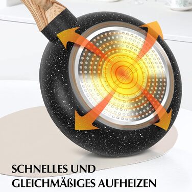 Сковорода з антипригарним покриттям Michelangelo з кришкою 28 см, глибока сковорода для смаження та тушкування, чорна, підходить для індукційних плит