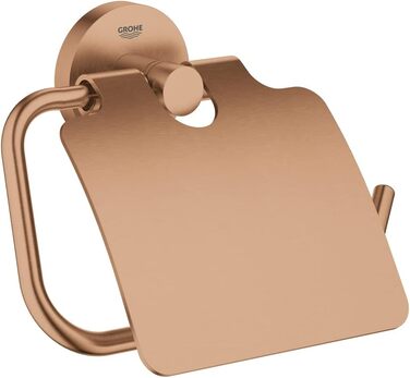 GROHE Essentials Toilet Paper Holder - No Drill Mounting, Adhesive, Brushed Warm Sunset Finish