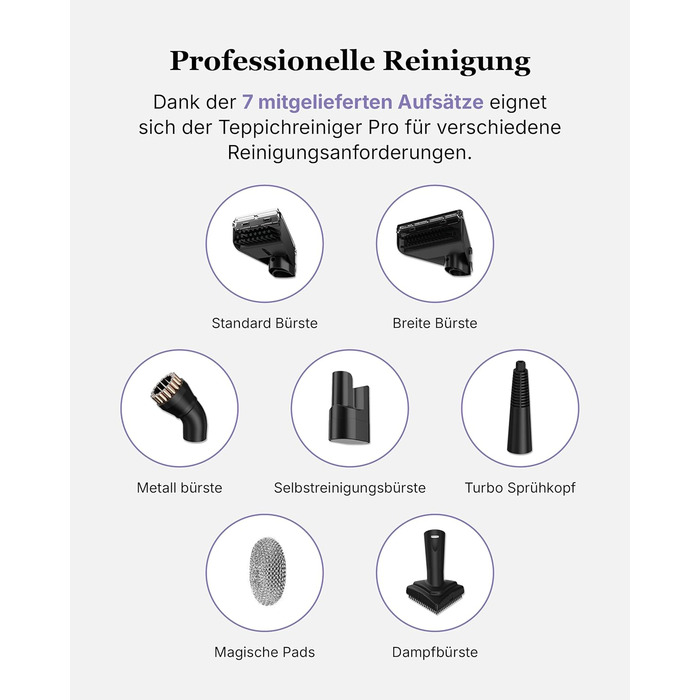 Професійний мийний пилосос Motionflow PRO з паровою функцією – 1700W, для килимів, меблів та авто. Самоочищення, пароочисник для дому та офісу