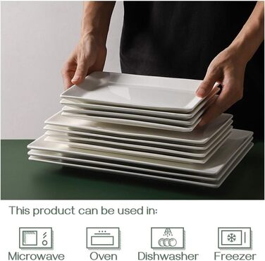 DOWAN Porcelain Serving Platter, 24.6 x 13.7 cm Rectangular Serving Platters 4 Pack, Large White Dessert Plates for Buffets, Sushi, Cakes, Appetizers at Home/in Restaurant