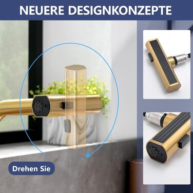 Кухонний змішувач AIMADI висувний, чорний, з 3-х режимною лійкою та 38 см шлангом, однорідний, для холодної та гарячої води, підходить для раковини та кухонного острова. Змішувач для кухні з водоспадом, чорний.