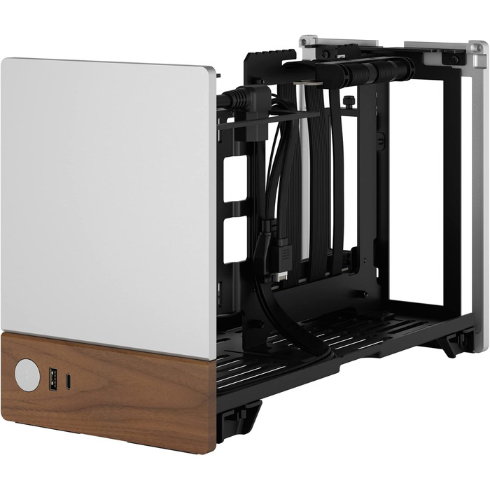 Корпус для ігрового ПК Fractal Design Terra Wood Walnut - mITX, PCIe 4.0, USB Type-C, анодований алюміній (срібло)
