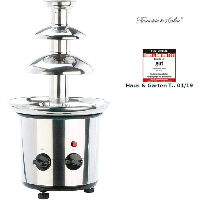 Шоколадний фонтан Rosenstein & Söhne з нержавіючої сталі, 250 Вт