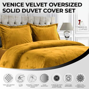 Комплект постільної білизни Tribeca Living Venedig з м'якого велюру, великого розміру, 2-х частинний, з прихованими ґудзиками, колір блакитно-зелений (Trace Of Paradise), розмір Queen