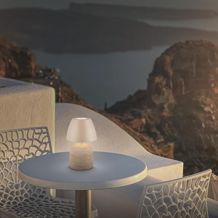 LED настільна лампа BRILONER бездротова IP44 з сенсором, диммуванням, керамічним цоколем, для дому та саду, 13,5x22 см, Бежева