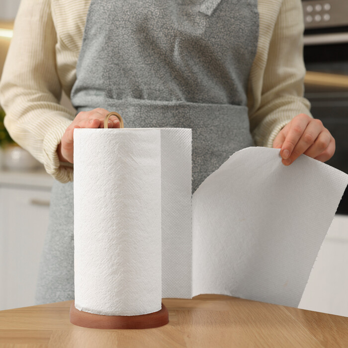 Relaxdays Wooden & Brass Kitchen Roll Holder