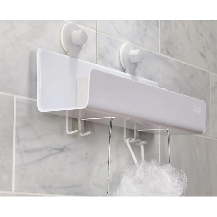 Joseph Joseph EasyStore Self-Draining Large Shower Shelf with Removable Mirror - White