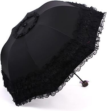 Жіночий дитячий парасолька від сонця та дощу FakeFace® з поліестеру, чорний, ручний, з UV-захистом